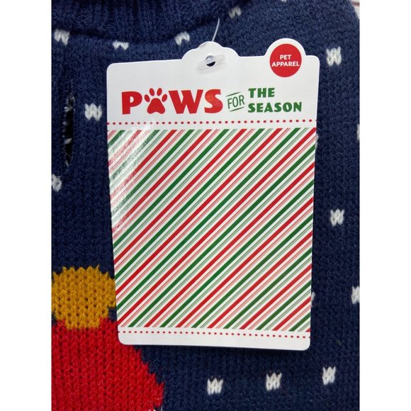 Paws For The Season Blue White Snowman Snowflakes Dog Cable Knit Christmas Sweat - Picture 5 of 7